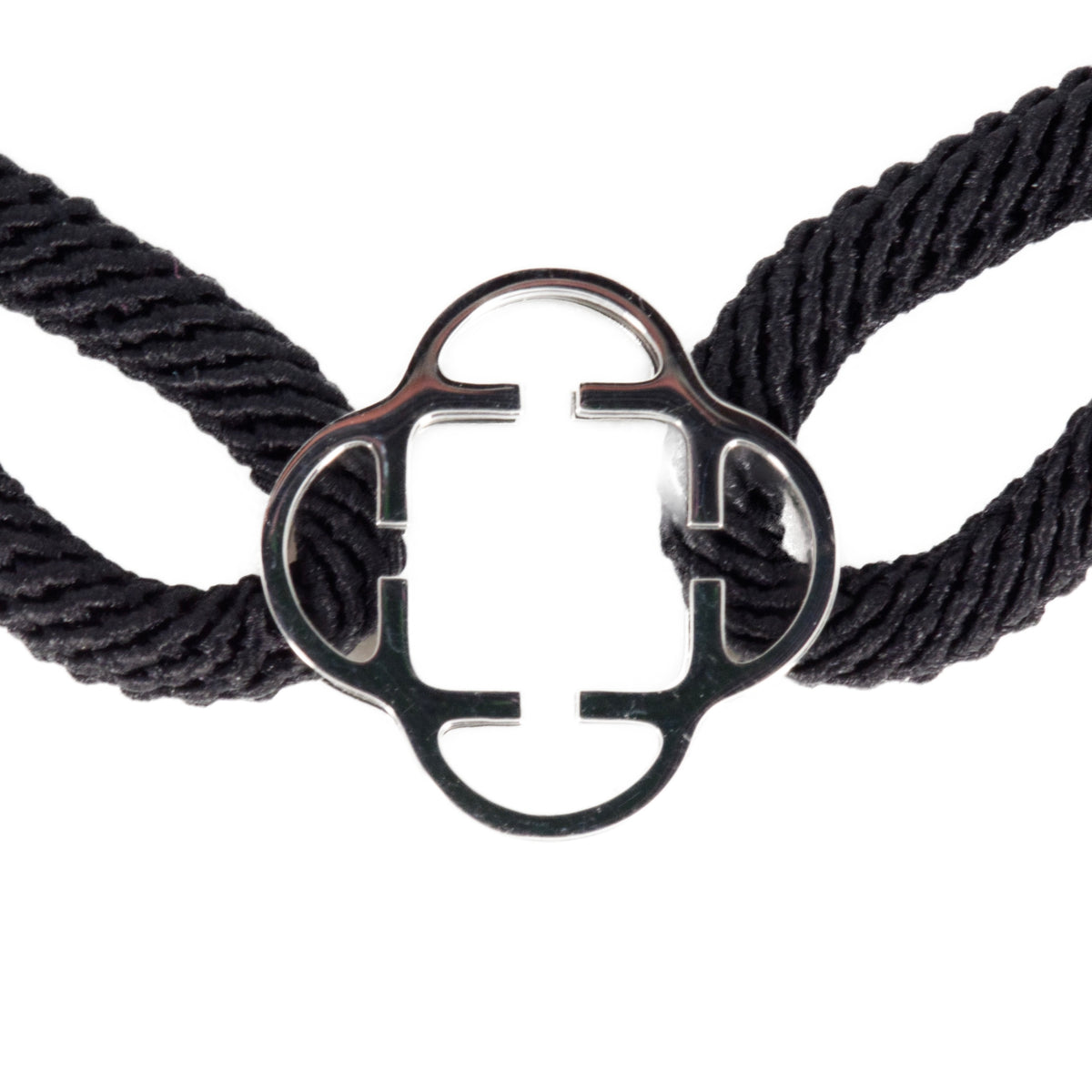 Stainless Steel Clover Black Rope Bracelet