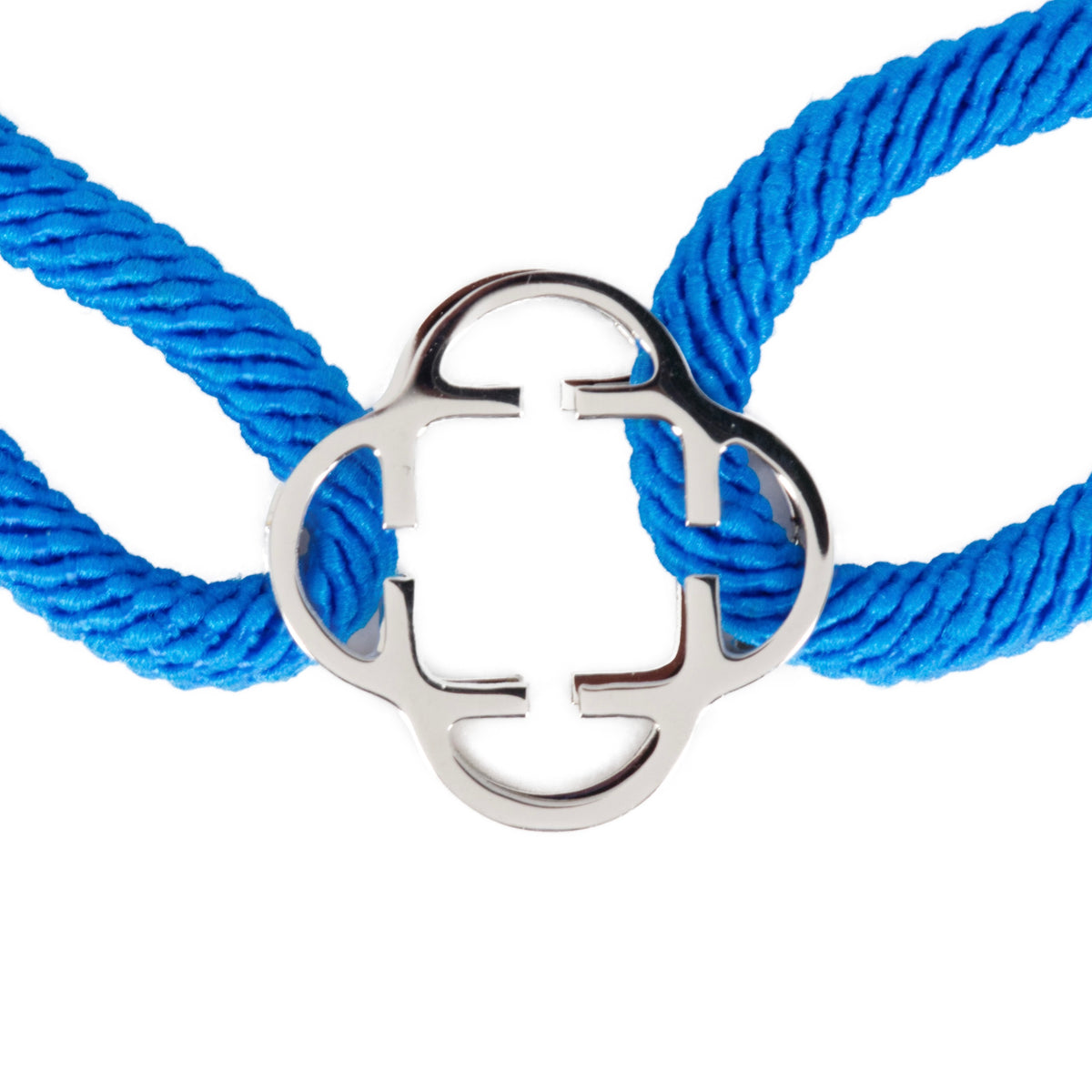 Stainless Steel Clover Royal Blue Rope Bracelet