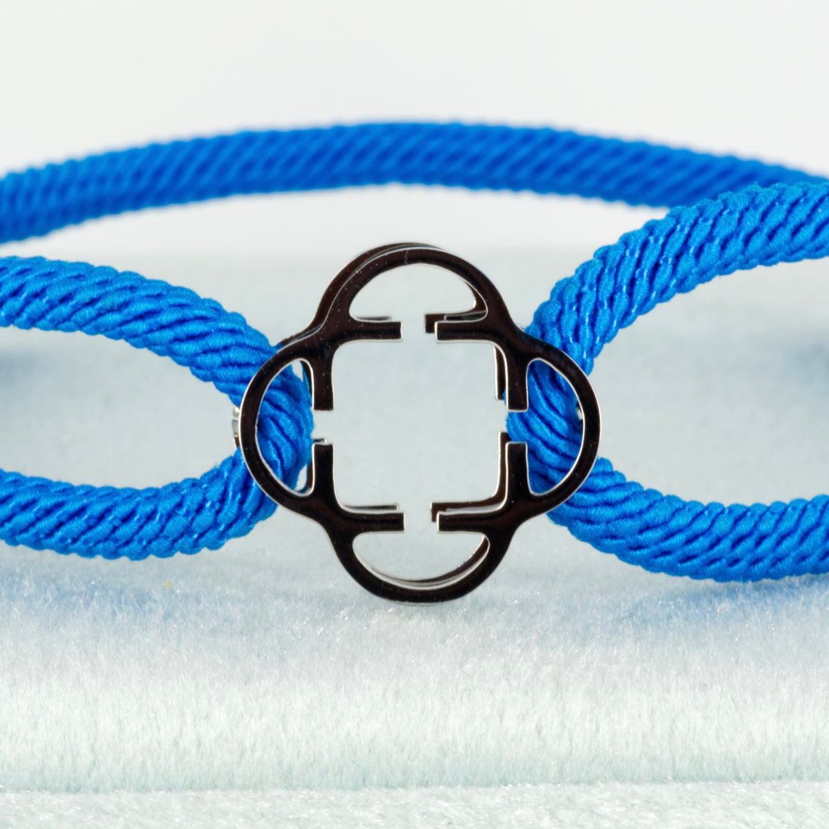 Stainless Steel Clover Royal Blue Rope Bracelet