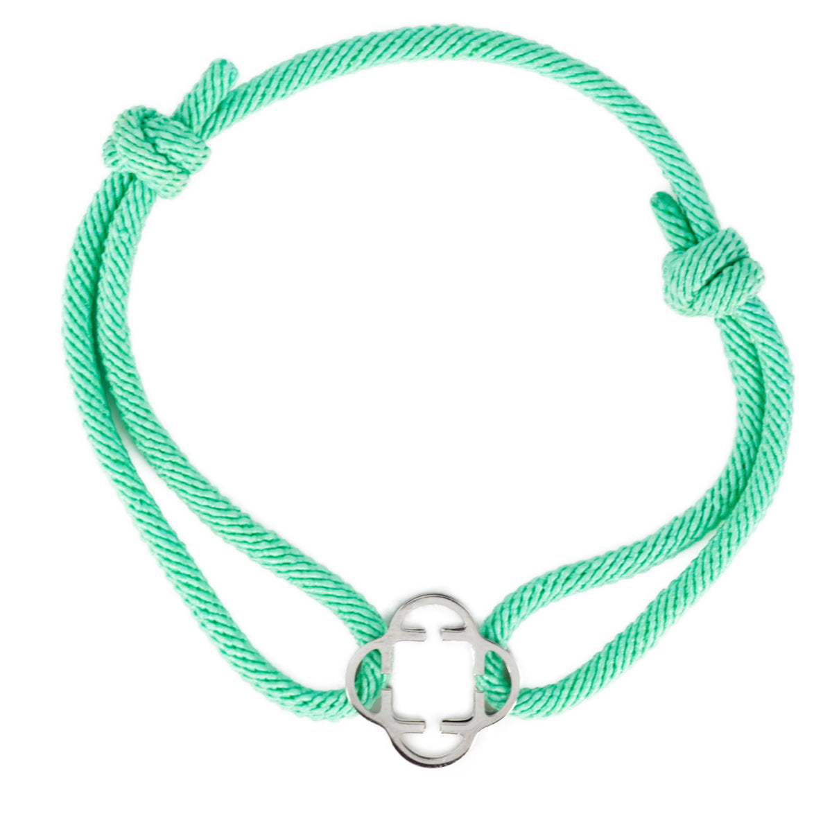 Stainless Steel Clover Lime Green Rope Bracelet