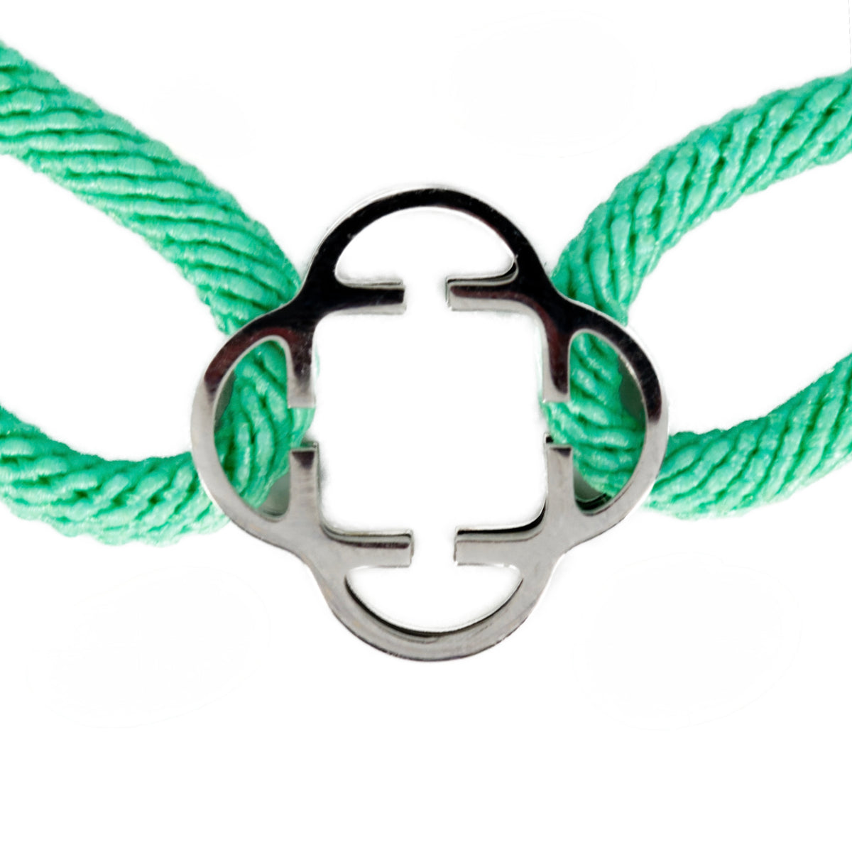 Stainless Steel Clover Lime Green Rope Bracelet