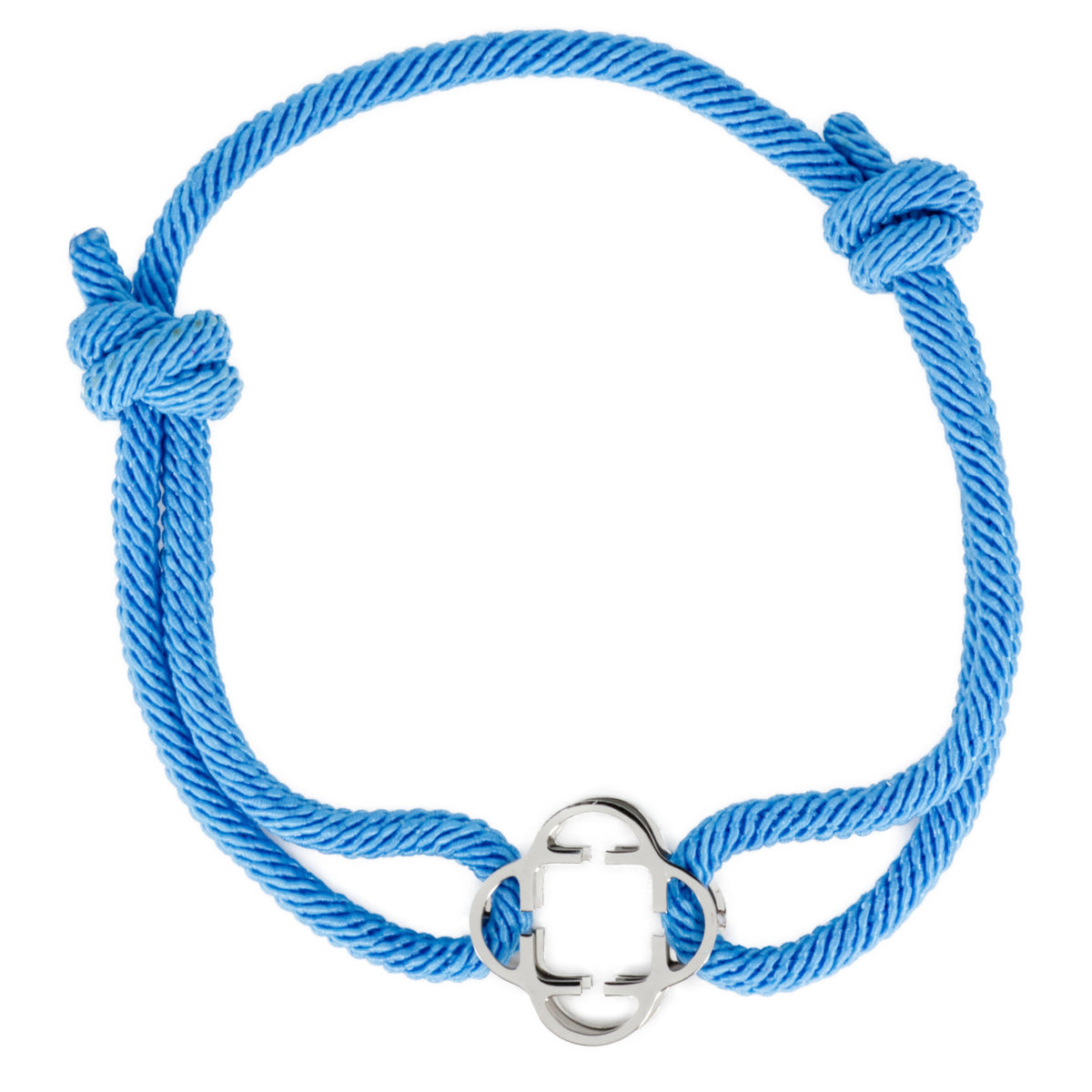 Stainless Steel Clover Cornflower Blue Rope Bracelet