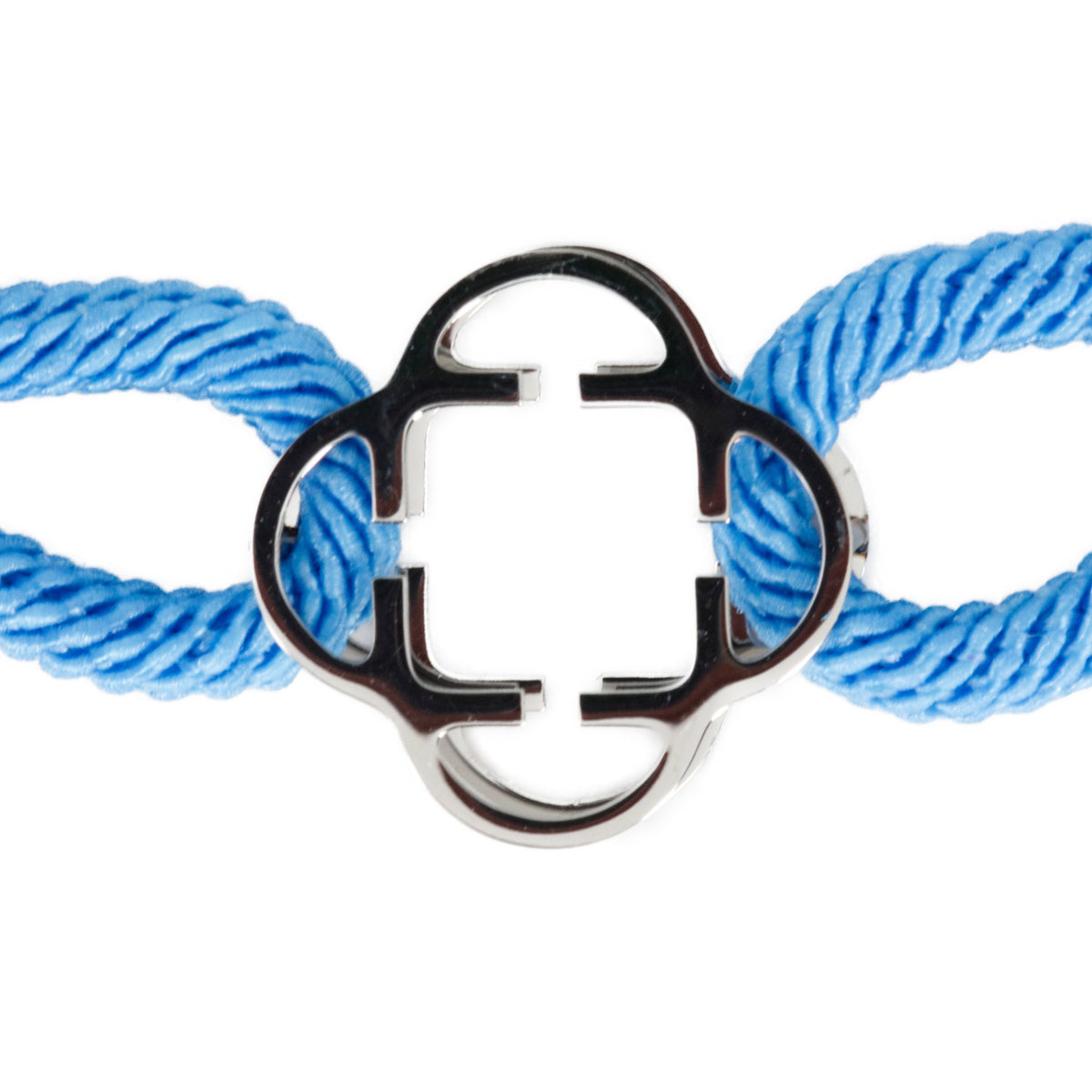 Stainless Steel Clover Cornflower Blue Rope Bracelet