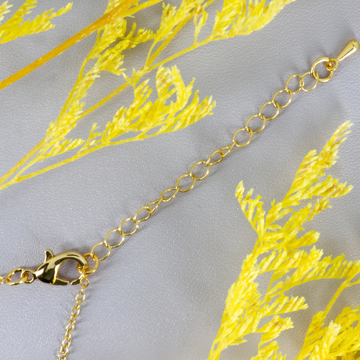 Gold Plated Red Natural Stone & Cubic Zirconia Set Pendant & Chain