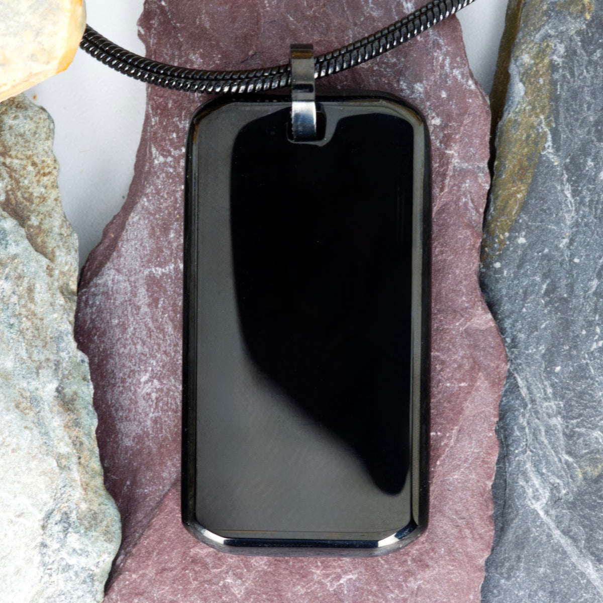 Black PVD Plated Dog Tag Necklace