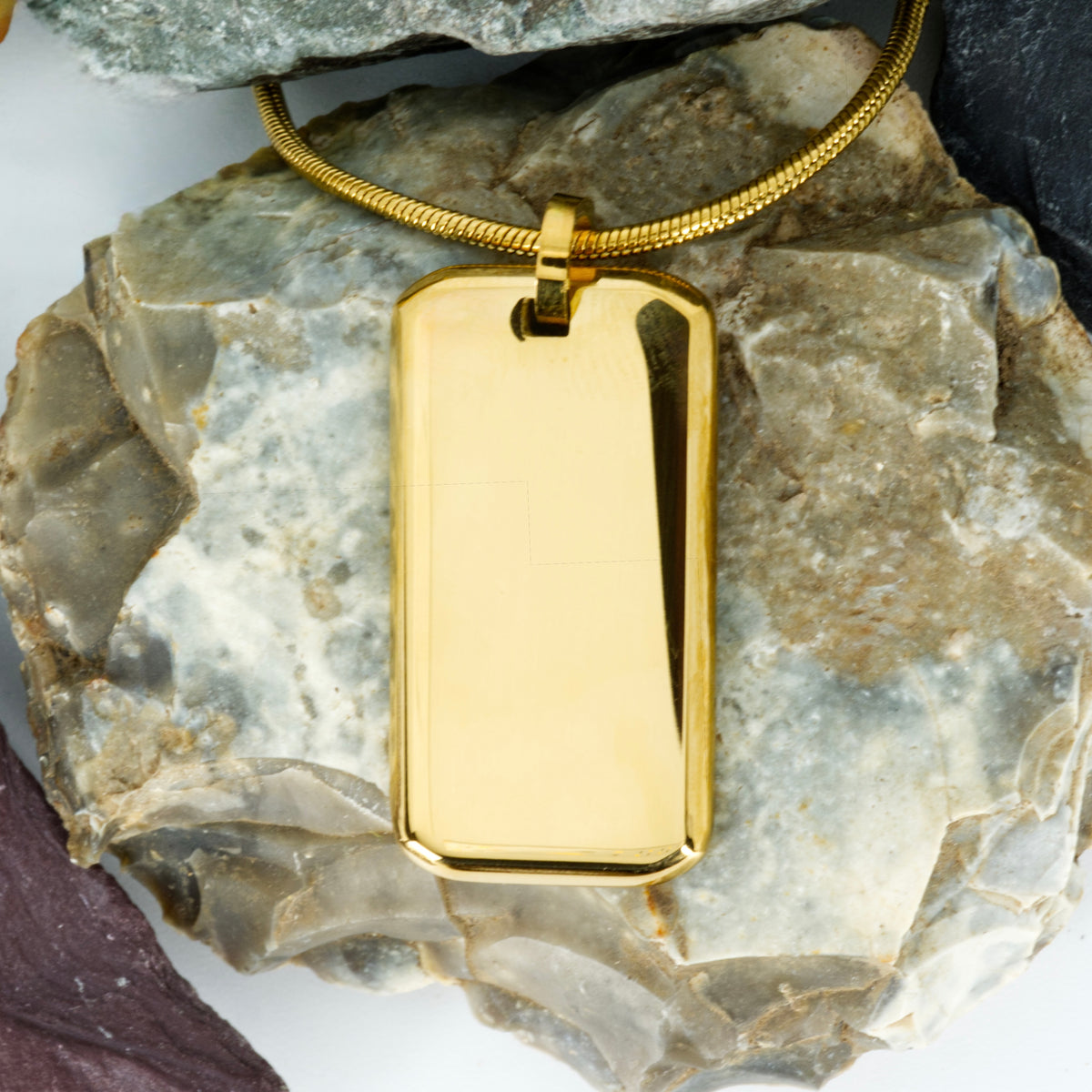 Gold PVD Plated Dog Tag Necklace